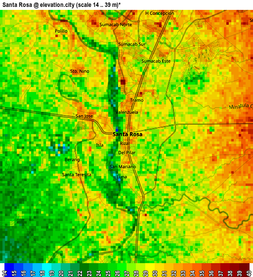 Santa Rosa elevation map