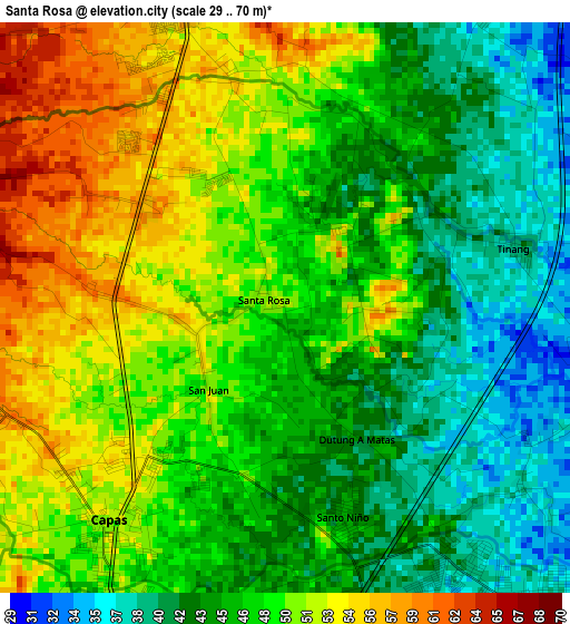 Santa Rosa elevation map