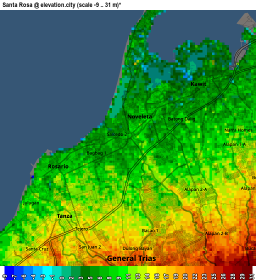 Santa Rosa elevation map