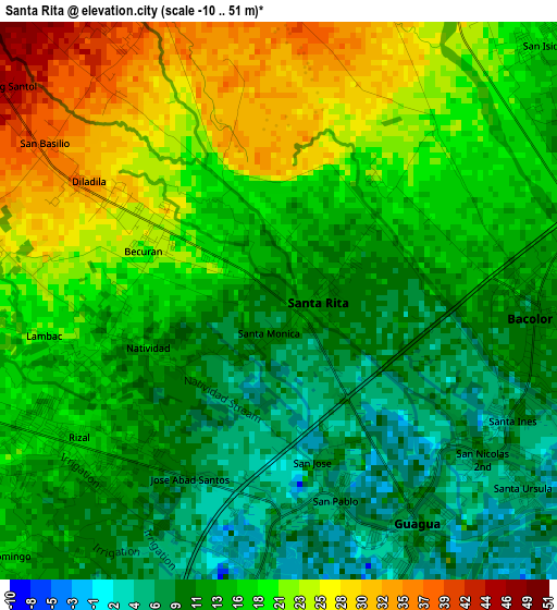 Santa Rita elevation map