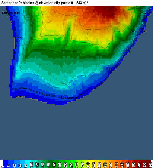 Santander Poblacion elevation map