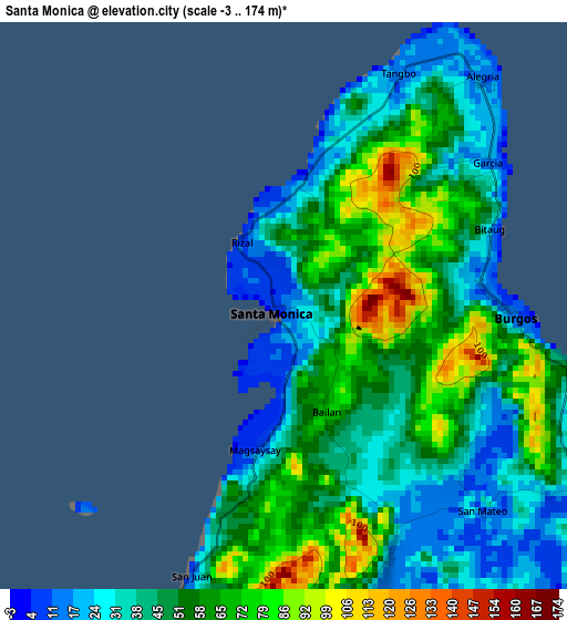 Santa Monica elevation map