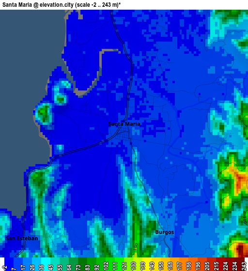 Santa Maria elevation map