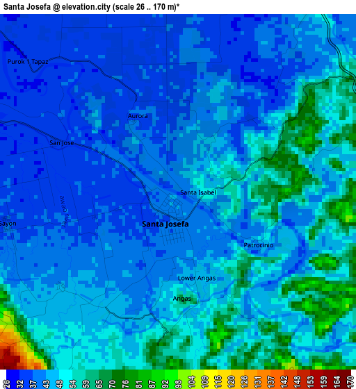 Santa Josefa elevation map