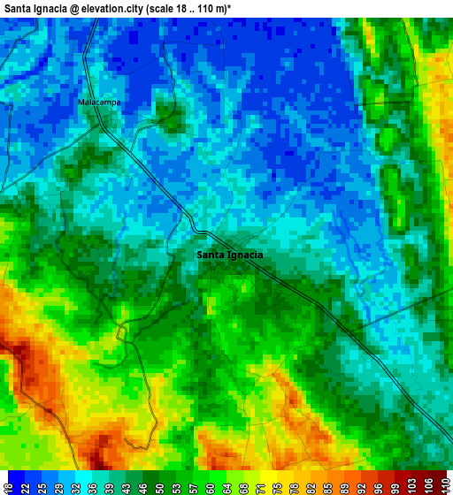 Santa Ignacia elevation map