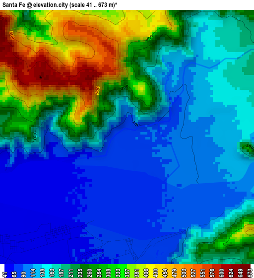 Santa Fe elevation map