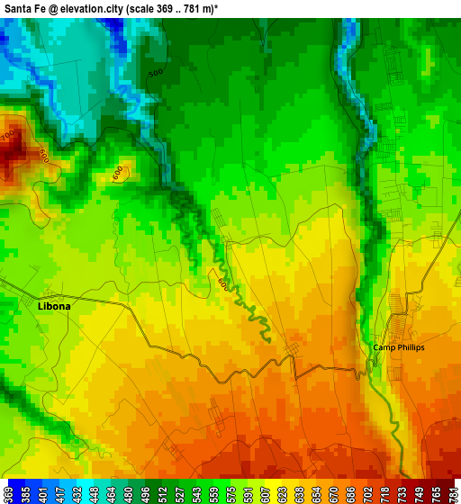 Santa Fe elevation map