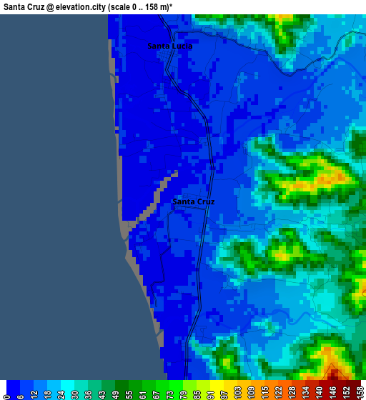 Santa Cruz elevation map