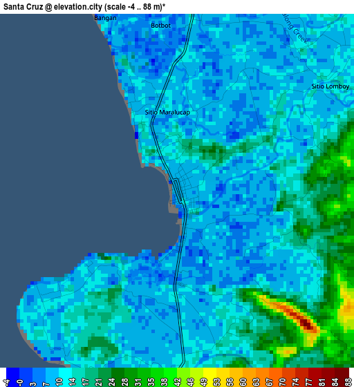 Santa Cruz elevation map