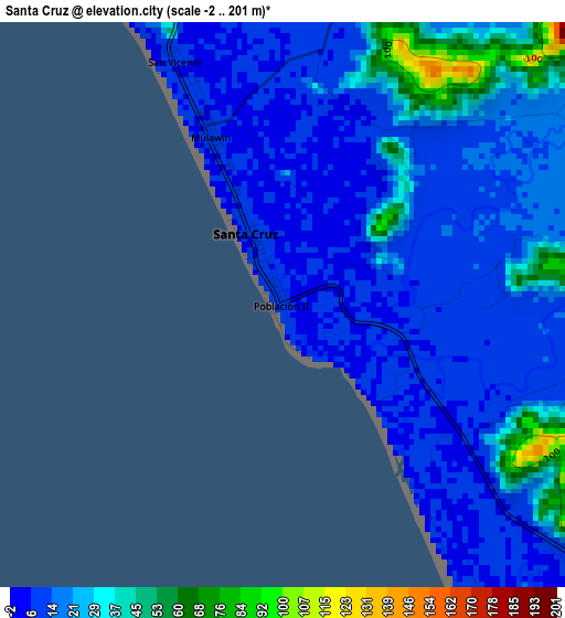 Santa Cruz elevation map