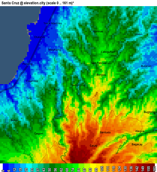 Santa Cruz elevation map