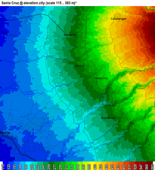 Santa Cruz elevation map