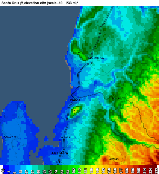 Santa Cruz elevation map