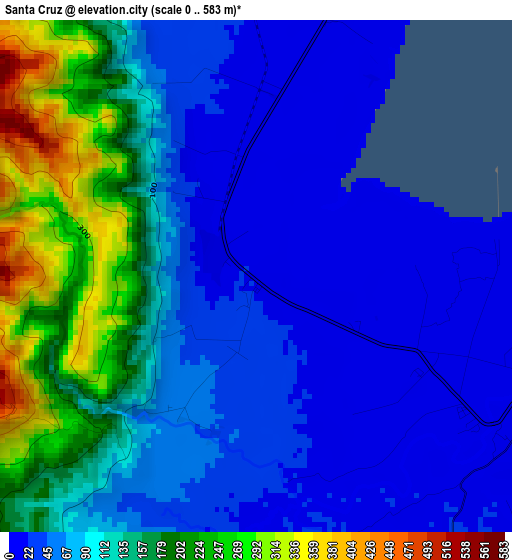 Santa Cruz elevation map