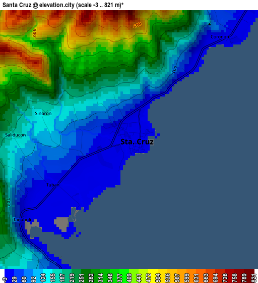 Santa Cruz elevation map