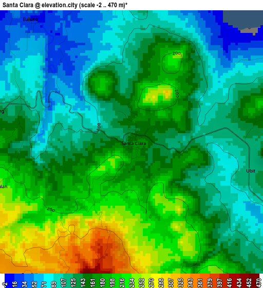 Santa Clara elevation map