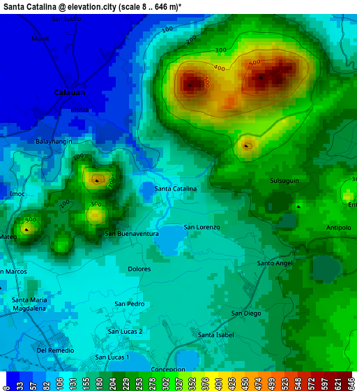 Santa Catalina elevation map