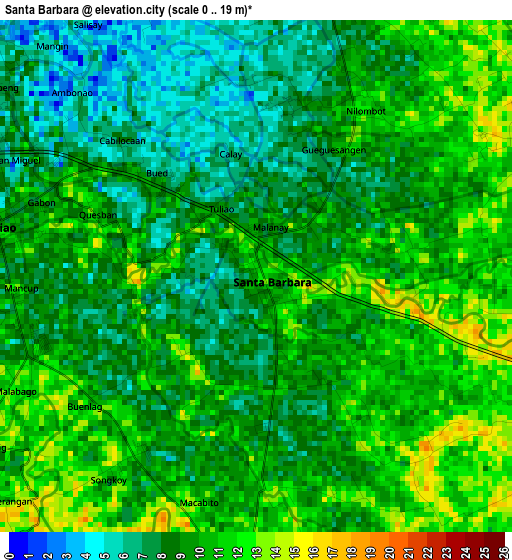 Santa Barbara elevation map