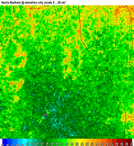 Santa Barbara elevation map