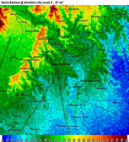 Santa Barbara elevation map