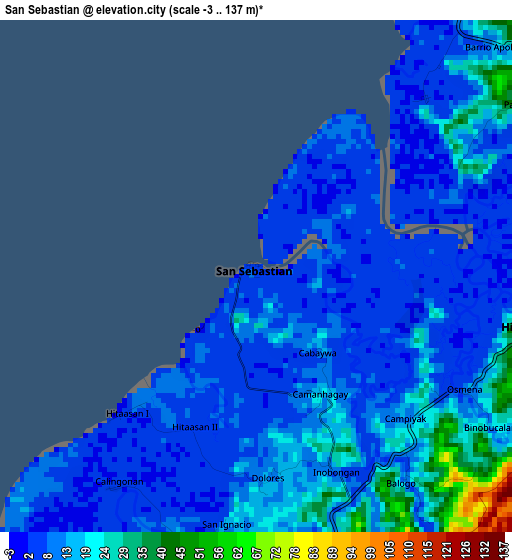 San Sebastian elevation map