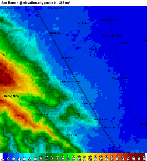 San Ramon elevation map