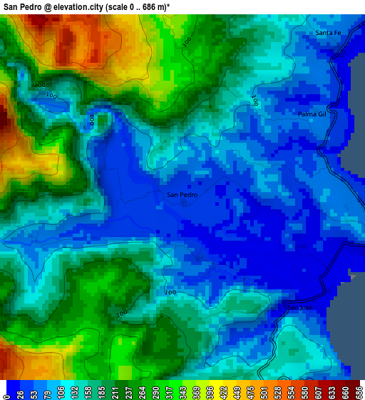 San Pedro elevation map