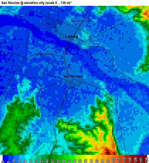 San Nicolas elevation map