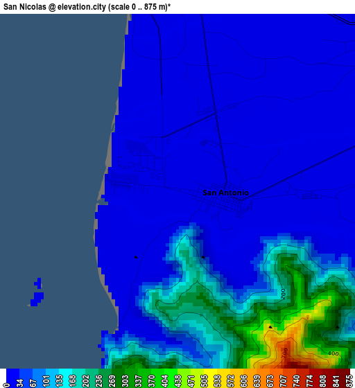 San Nicolas elevation map