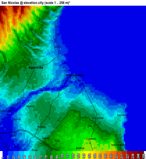 San Nicolas elevation map