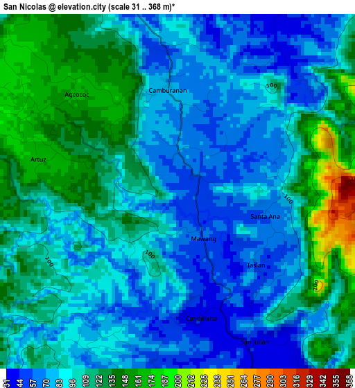 San Nicolas elevation map