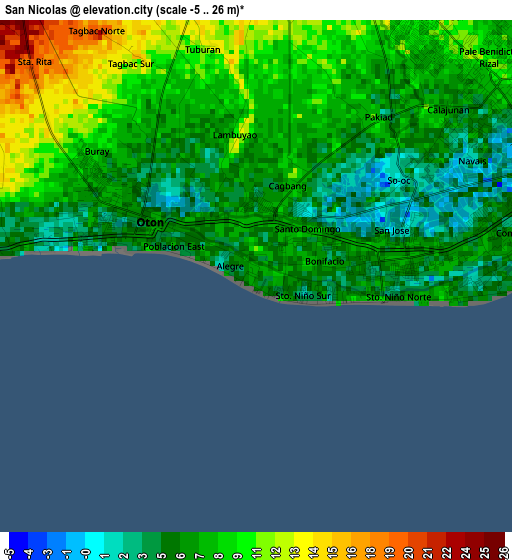 San Nicolas elevation map