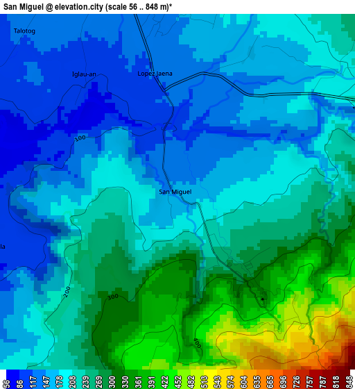 San Miguel elevation map