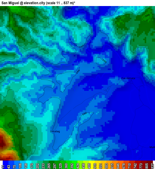 San Miguel elevation map