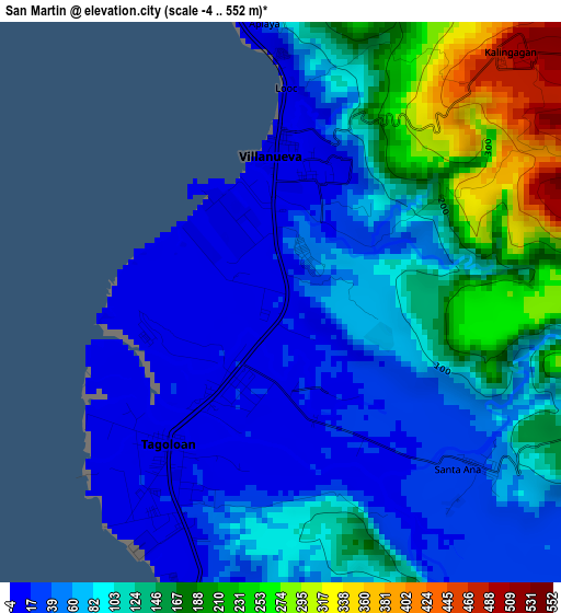 San Martin elevation map