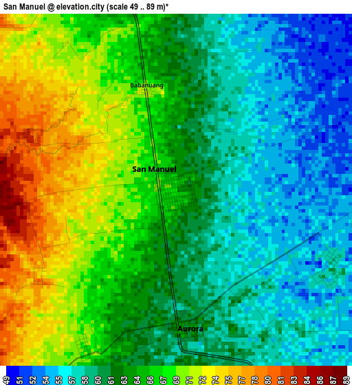 San Manuel elevation map