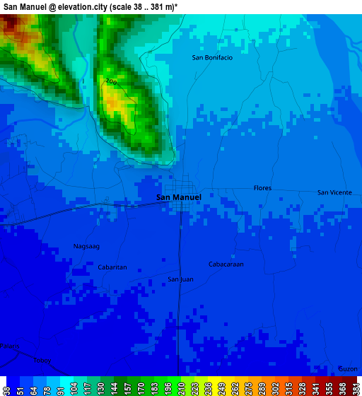 San Manuel elevation map