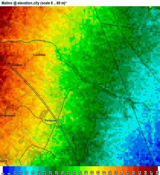 Malino elevation map