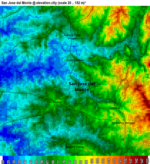 San Jose del Monte elevation map