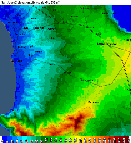 San Jose elevation map