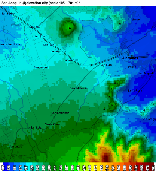 San Joaquin elevation map