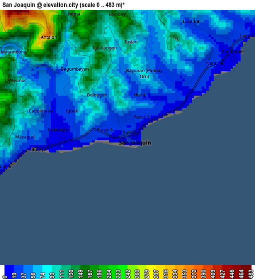 San Joaquin elevation map