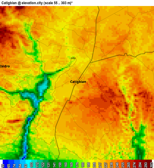 Catigbian elevation map