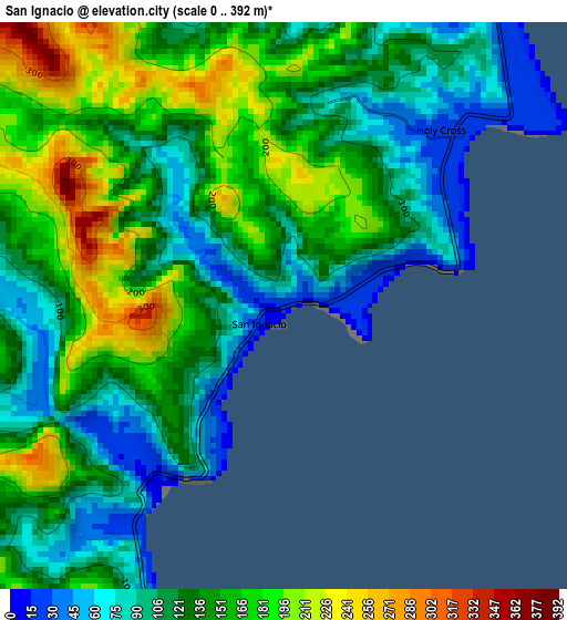 San Ignacio elevation map