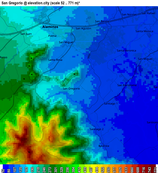 San Gregorio elevation map