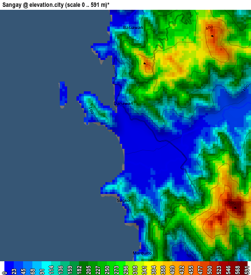 Sangay elevation map