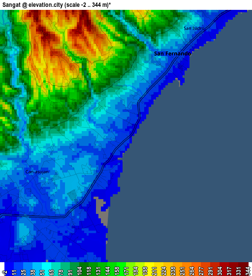 Sangat elevation map