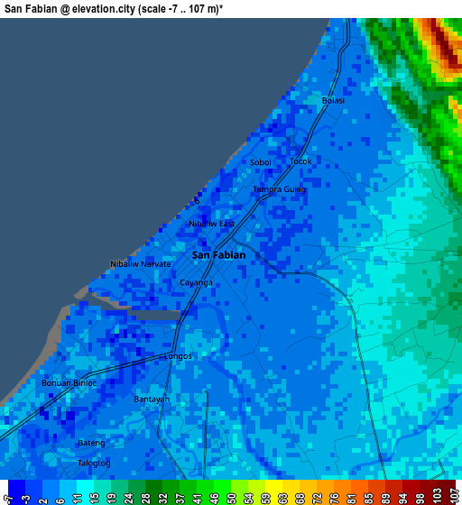 San Fabian elevation map