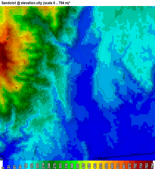 Sandolot elevation map