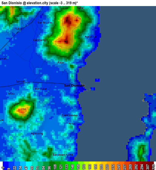 San Dionisio elevation map